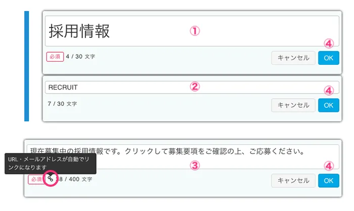 採用情報の入力