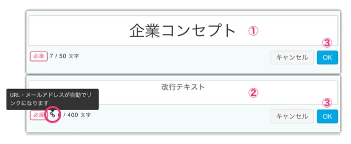 企業コンセプトの入力