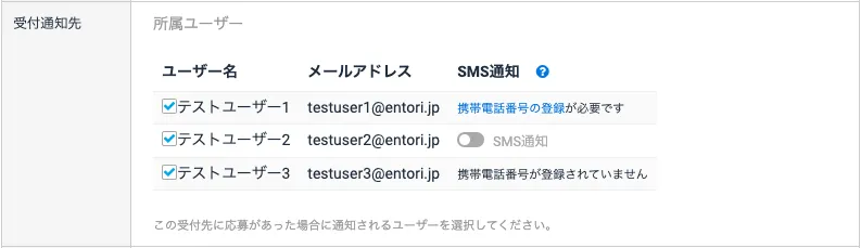 受付通知先
