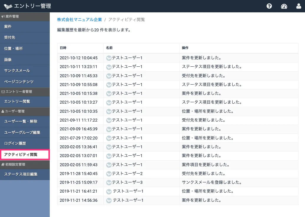 アクティビティの見方
